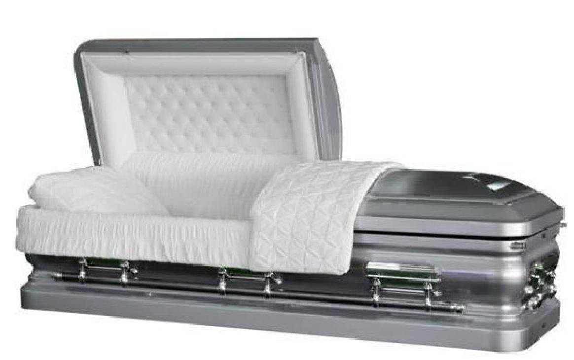 18 Gauge Steel Casket – Onyx Silver Brush Finish