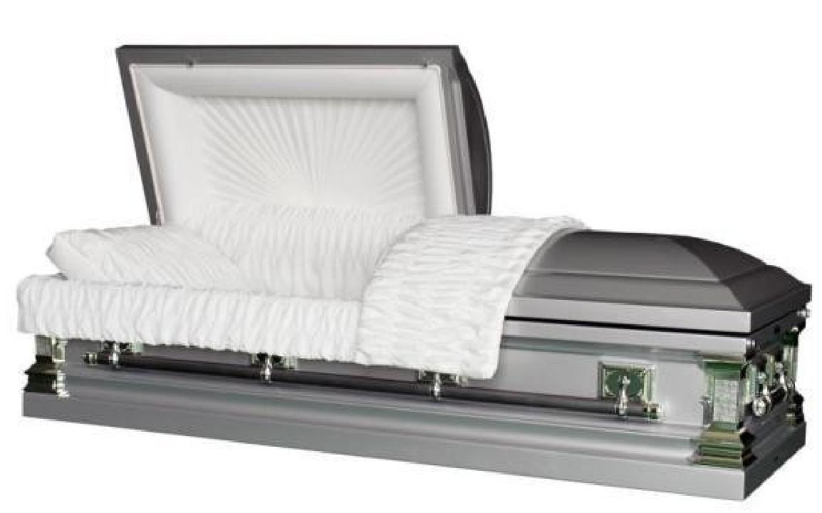 18 Gauge Steel Casket – Sunburst Silver Finish