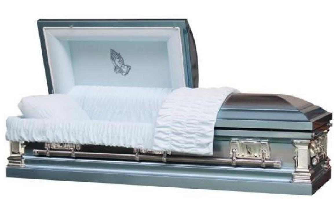 18 Gauge Steel Casket – Blue Praying Hands