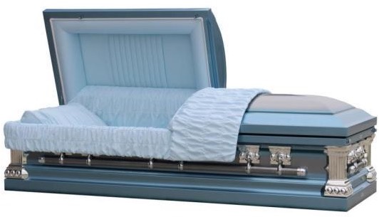 18 Gauge Steel Casket – Knight Blue Brush Finish