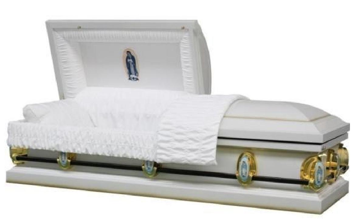 20 Gauge Steel Casket – Guadalupe White Finish