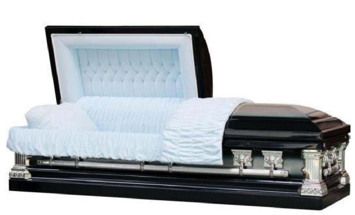 Jeff Blue Stainless Steel Casket