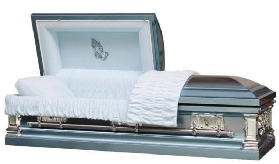 Praying Hands Stainless Steel Casket