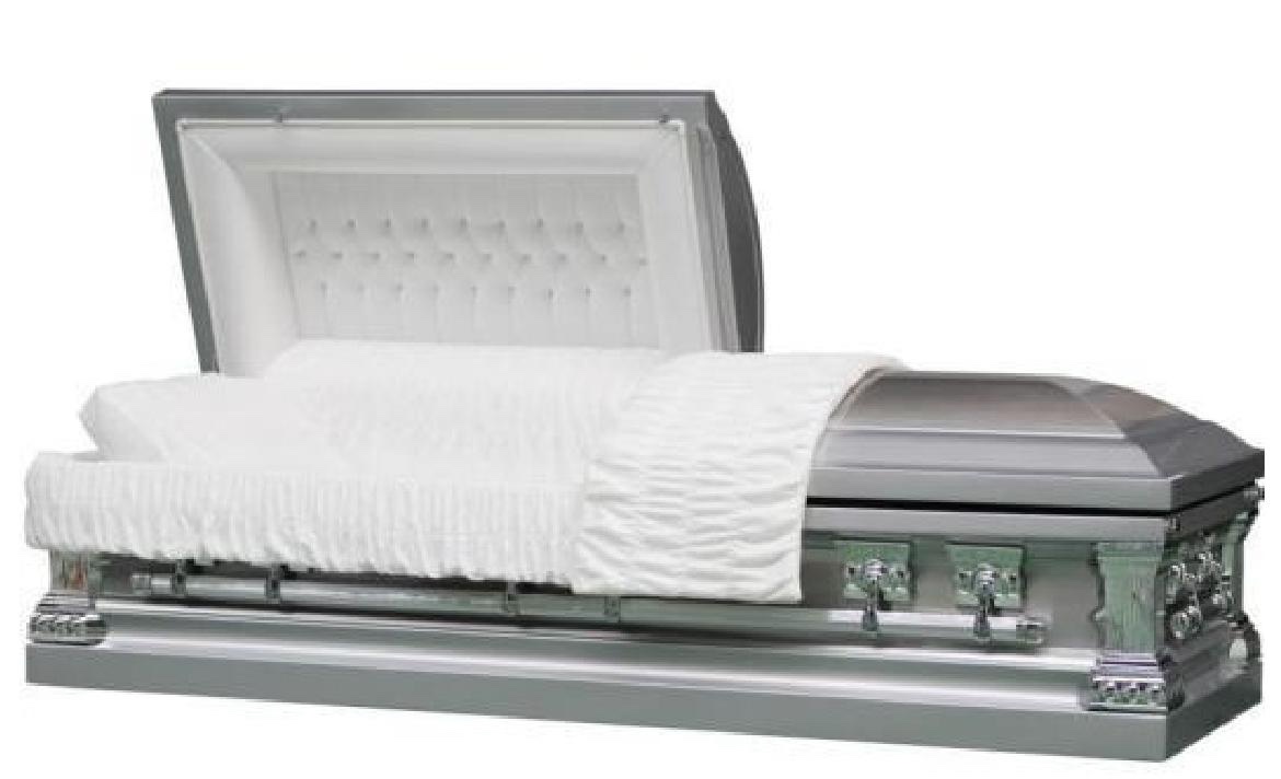 Jeff Silver Stainless Steel Casket