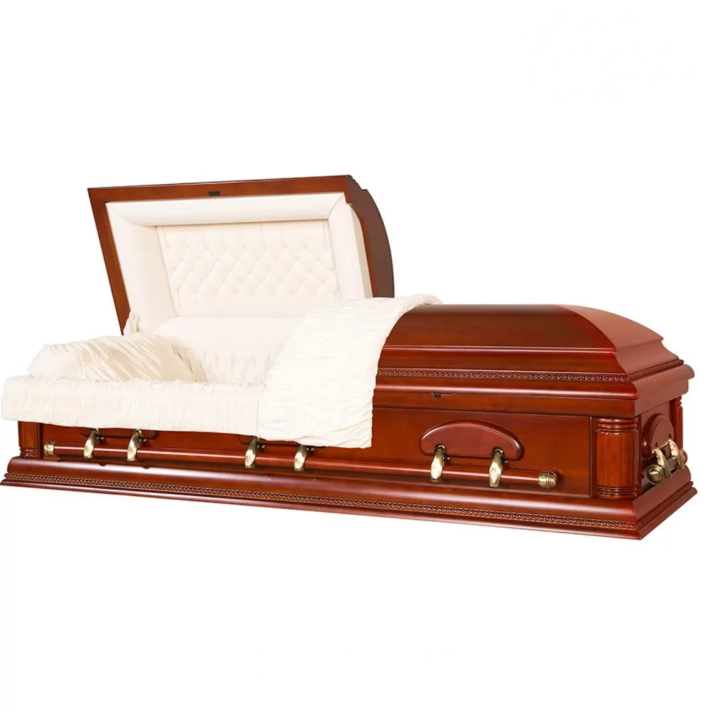 Solid Cherry Wood Casket with Last Supper Design – High Gloss