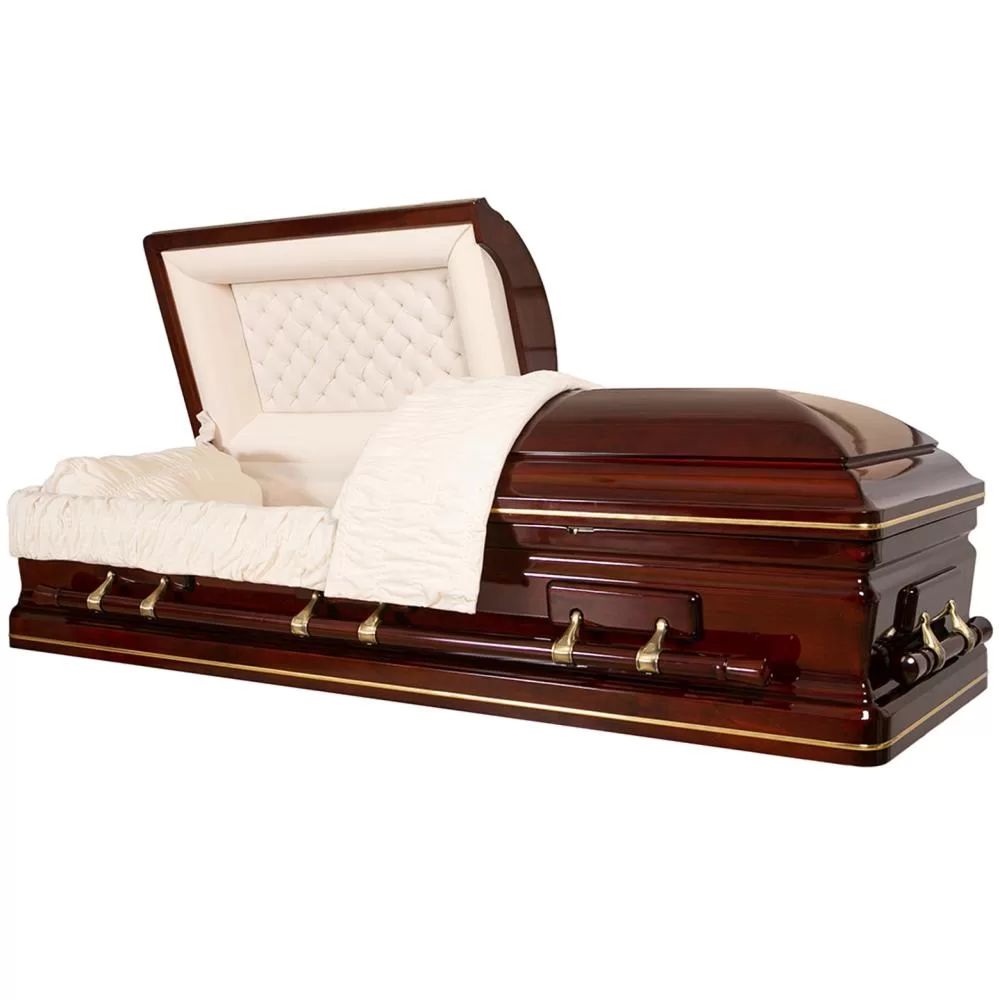 Solid Cherry Wood Casket – High Gloss Sovereign Edition