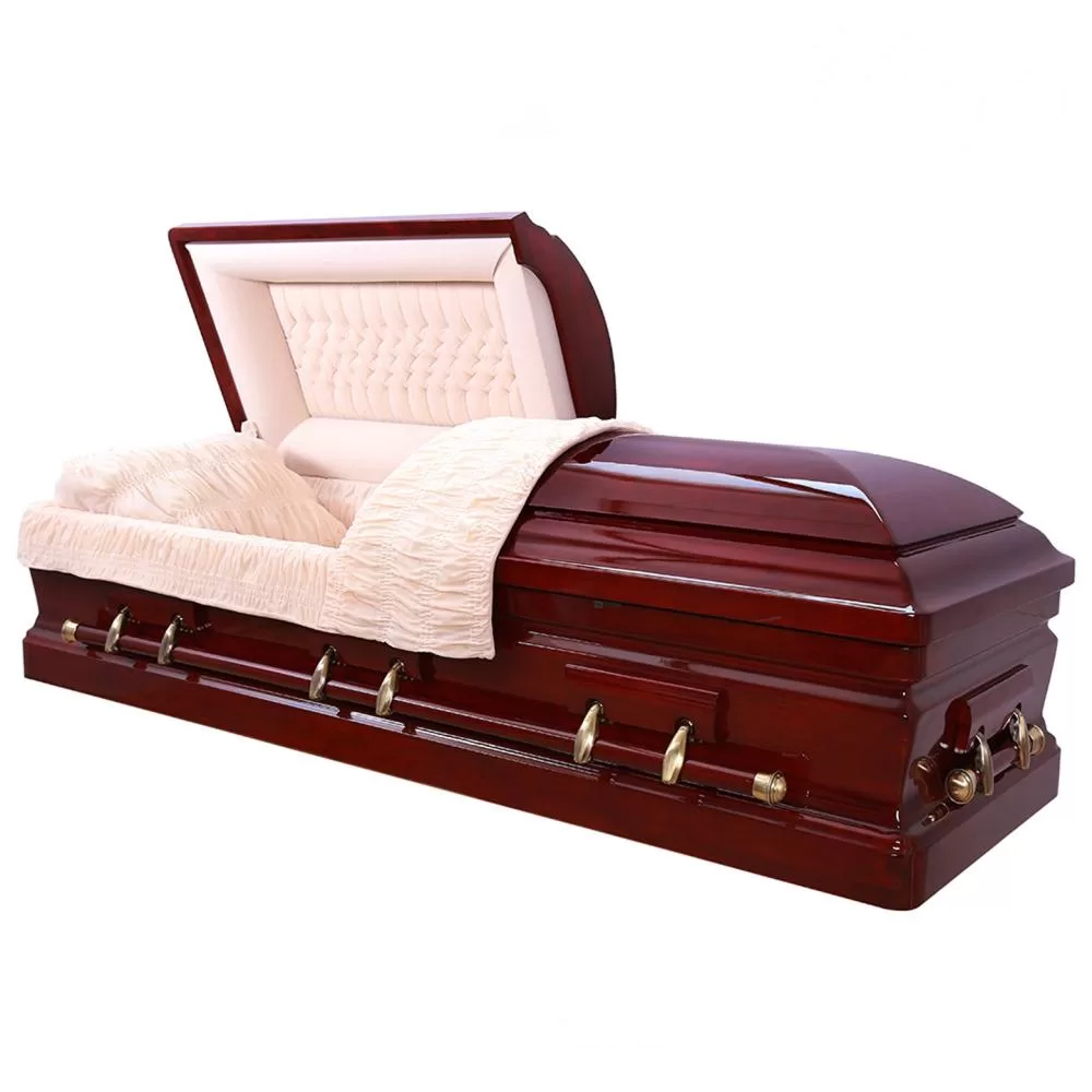 Solid Cherry Wood Casket – High Gloss Artisan Edition