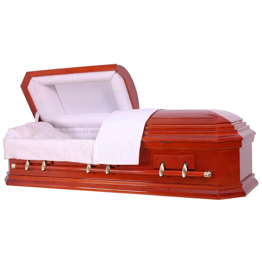 Solid Cherry Wood Casket – High Gloss Refined Edition