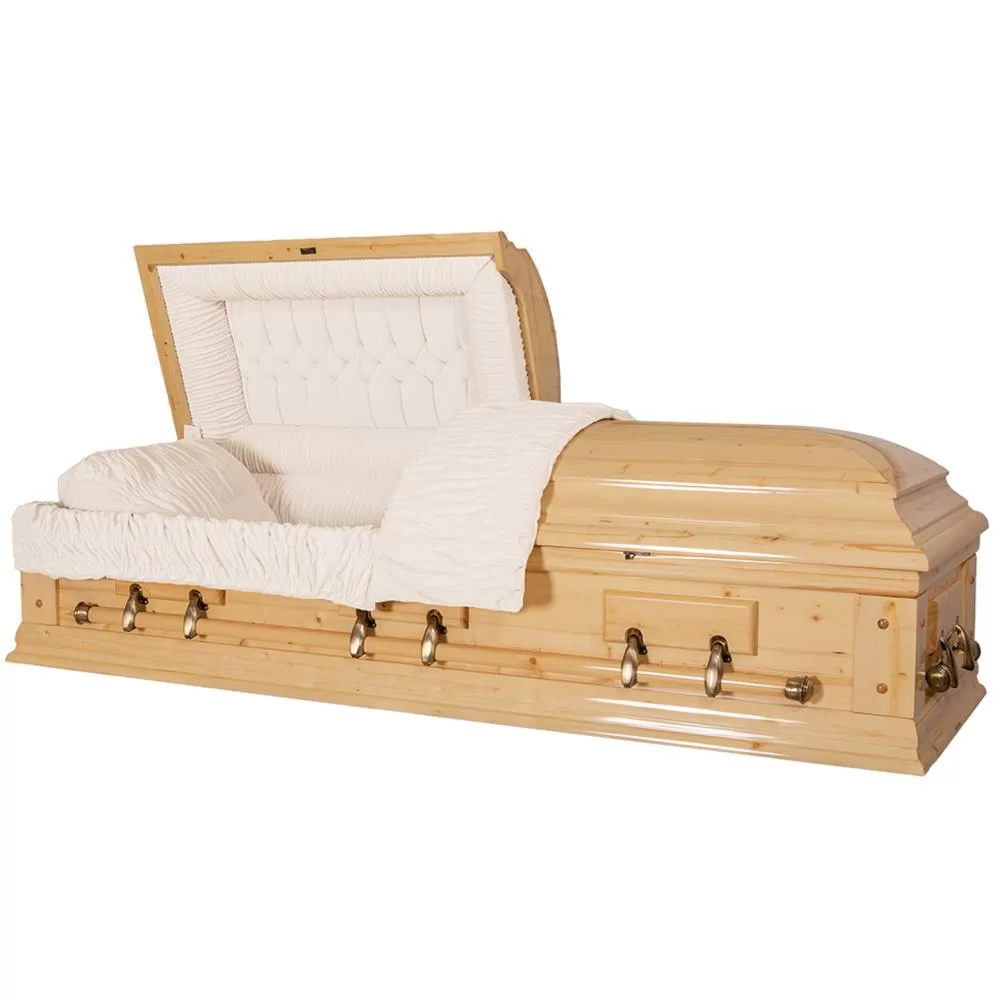 Solid Pine Half Couch Wood Casket – Eternal-Rest Classic