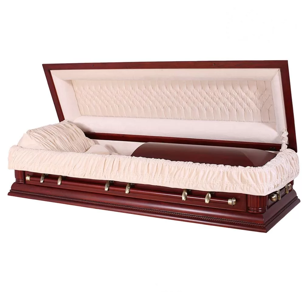Solid Poplar Full-Couch Wood Casket with Feet Cover – Medium Gloss
