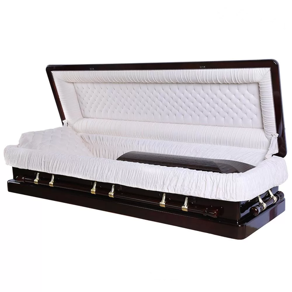 Solid Poplar Full-Couch Wood Casket with Feet Cover – High Gloss