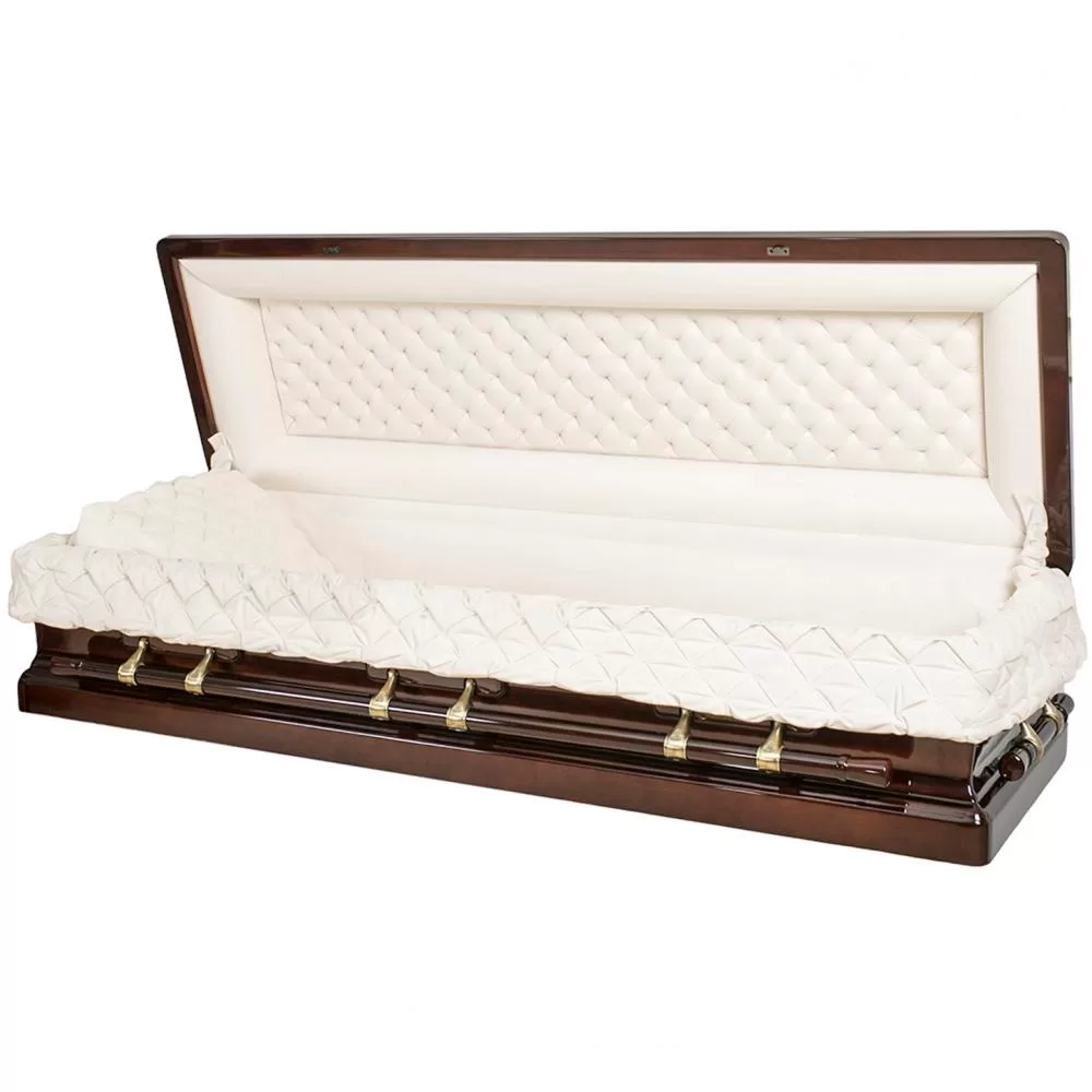 Solid Poplar Full-Couch Wood Casket – High Gloss, No Feet Cover