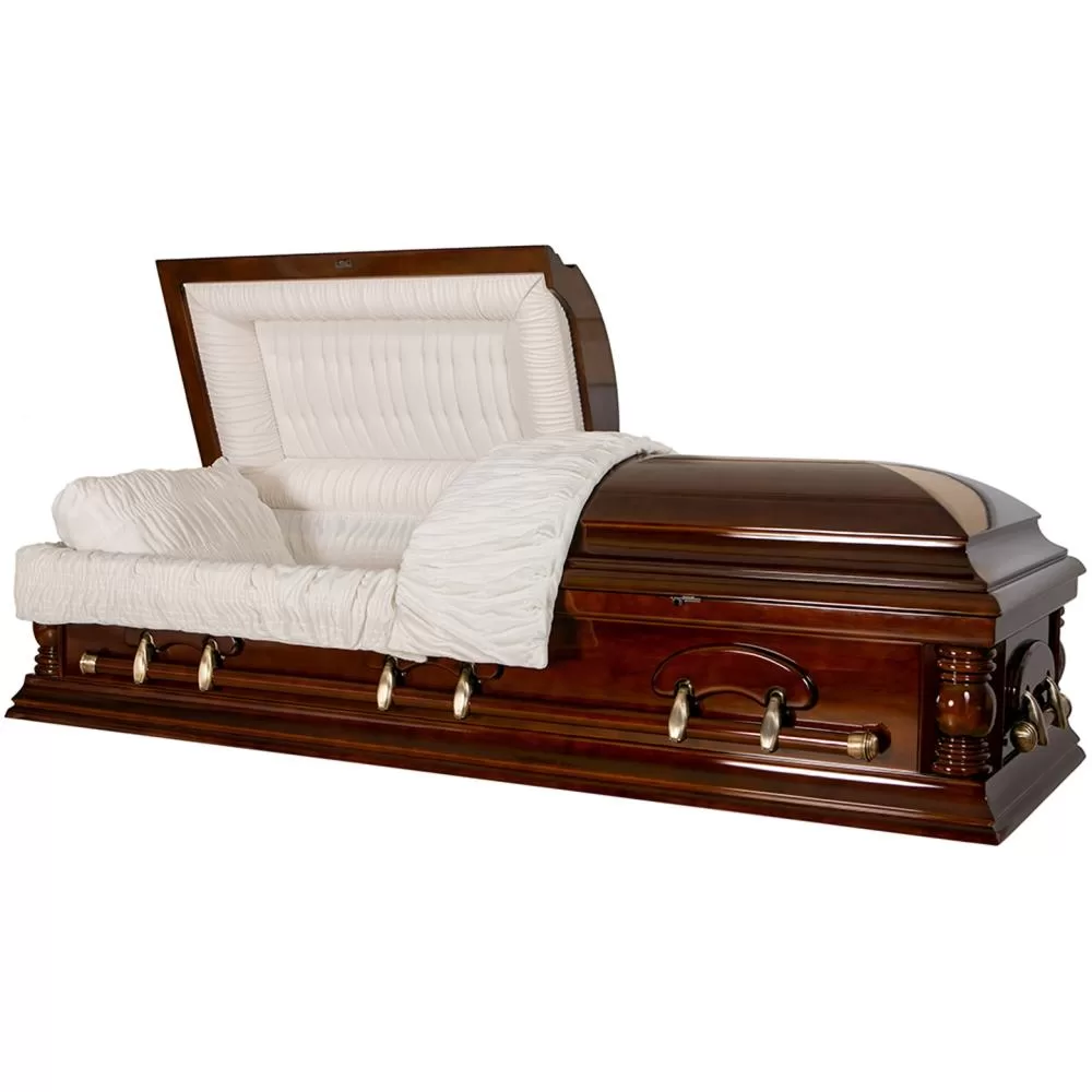 Solid Poplar Half-Couch Wood Casket – Heritage High-Gloss Style