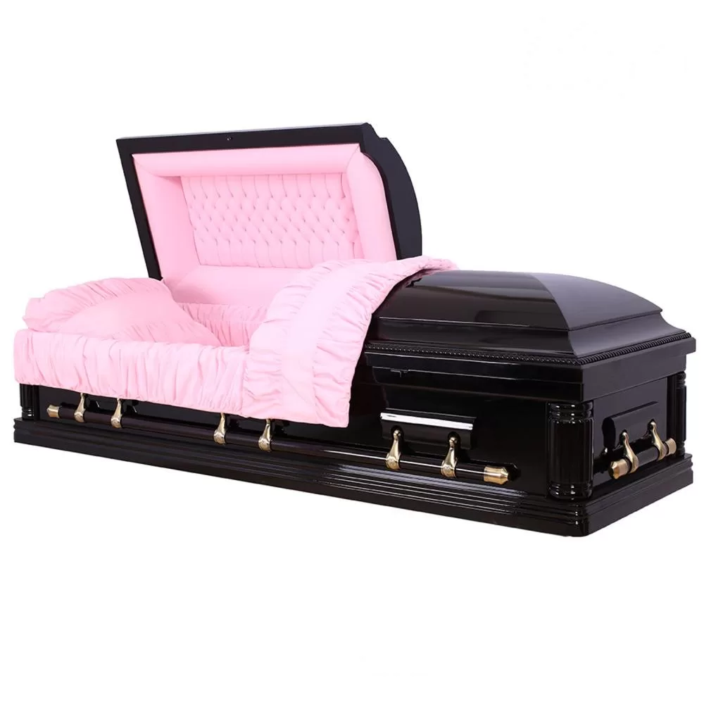 Solid Poplar Half-Couch Wood Casket – Premium High-Gloss Appearance