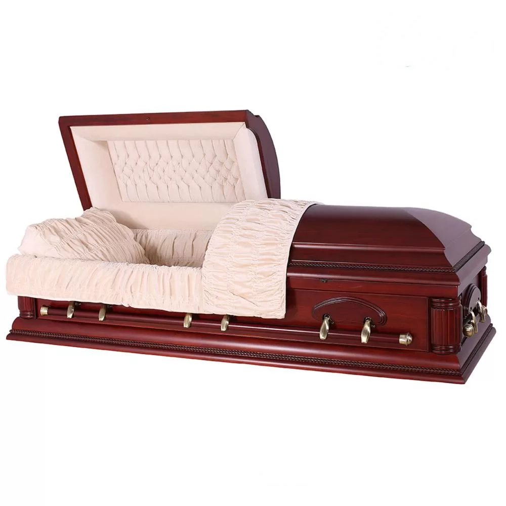 Solid Poplar Half-Couch Wood Casket – Medium-Gloss Classic Silhouette