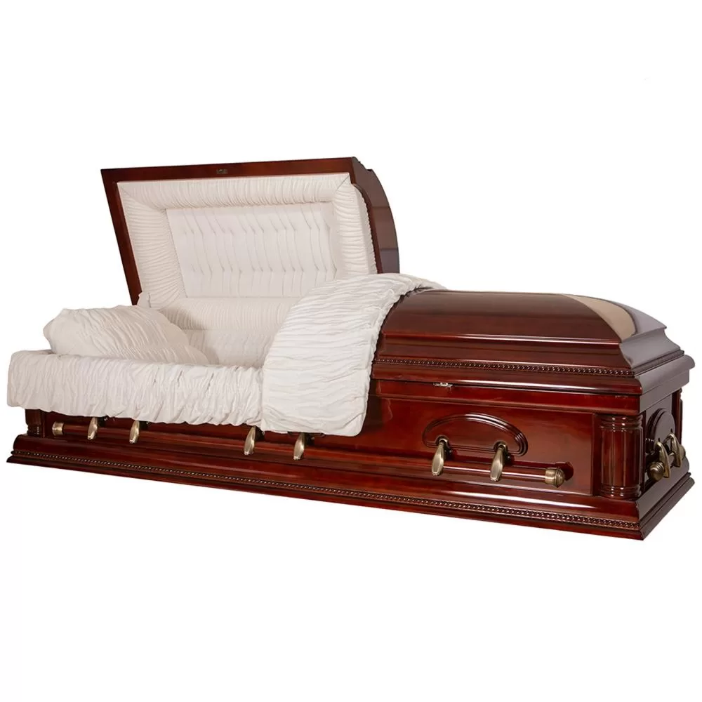 Solid Poplar Half-Couch Wood Casket – High-Gloss Classic Profile