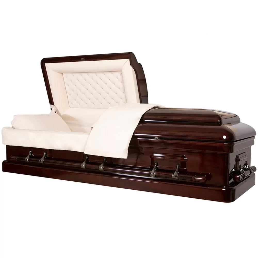 Solid Mahogany Half-Couch Wood Casket – Luxury High-Gloss Design