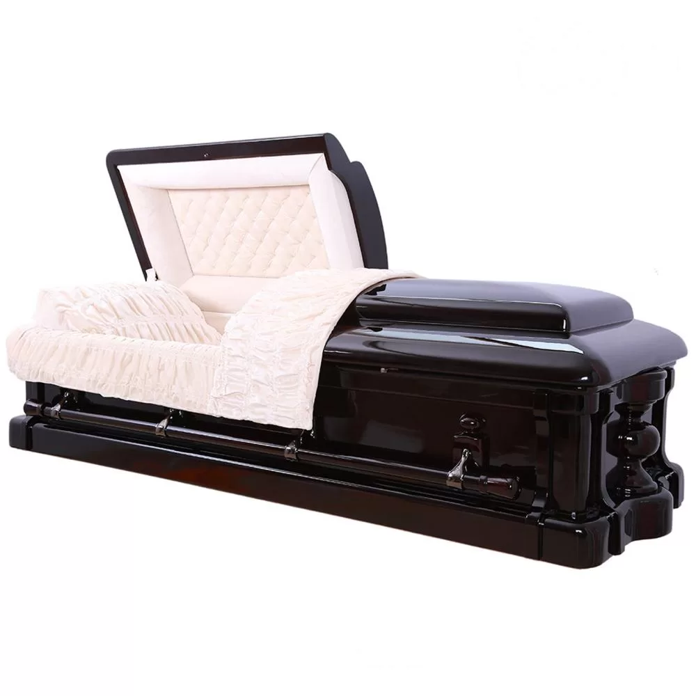 Solid Mahogany Half-Couch Wood Casket – Oversize High-Gloss Profile